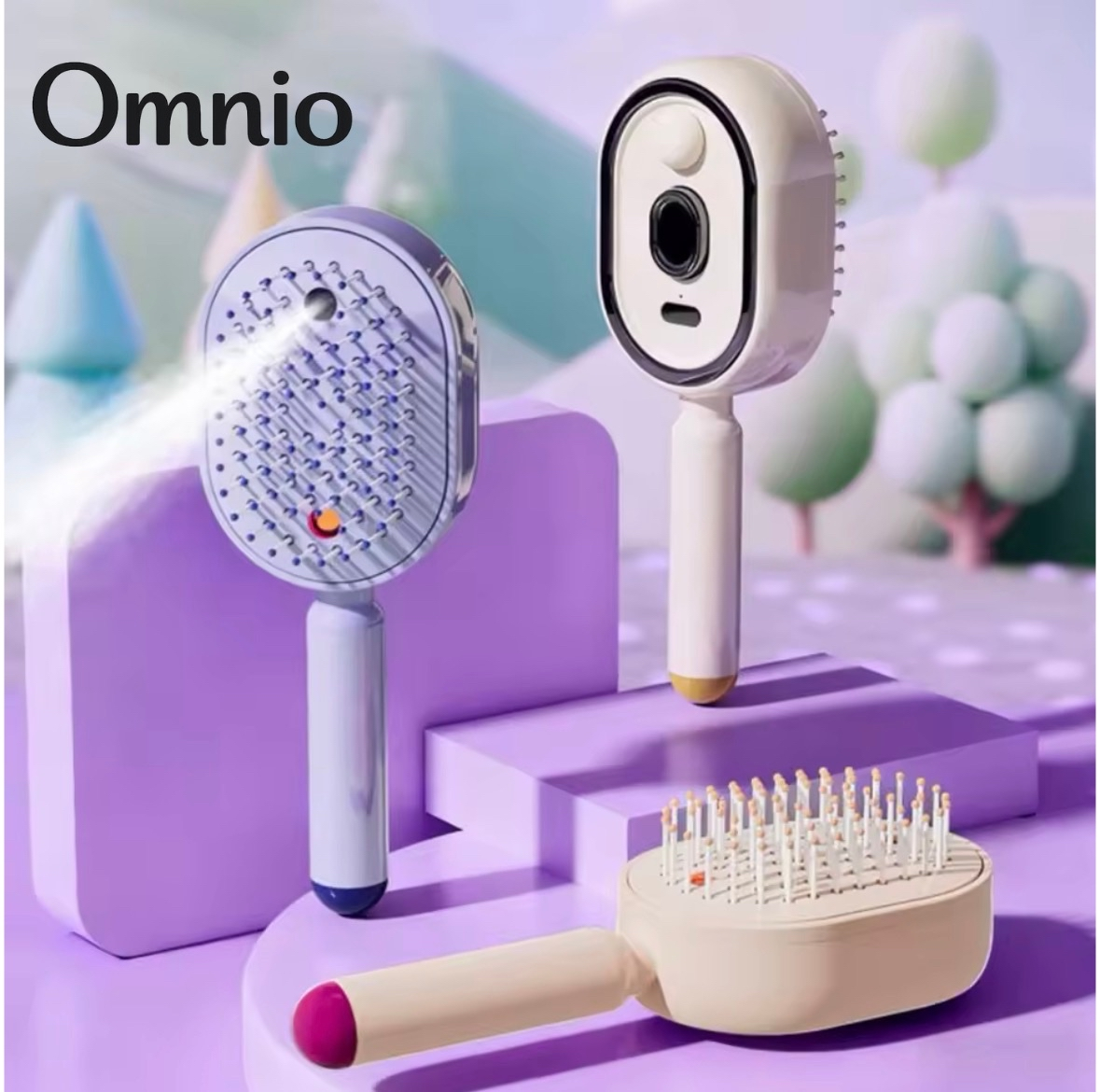 Omnio MistBrush in three colors with mist spraying